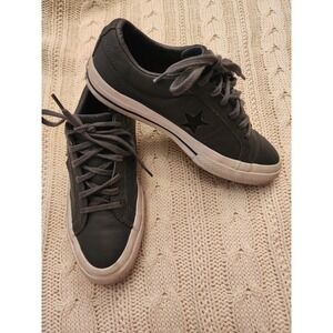 Converse One Star Prime Dark Grey Charcoal Leather Sneakers W8 / M6 158469C